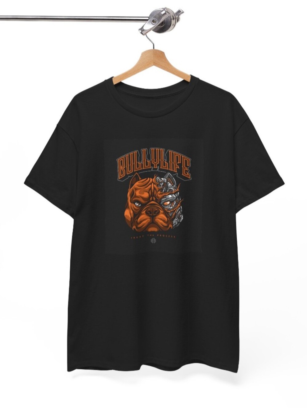 BULLYLIFE Black Graphic Tee with Orange Bulldog Print